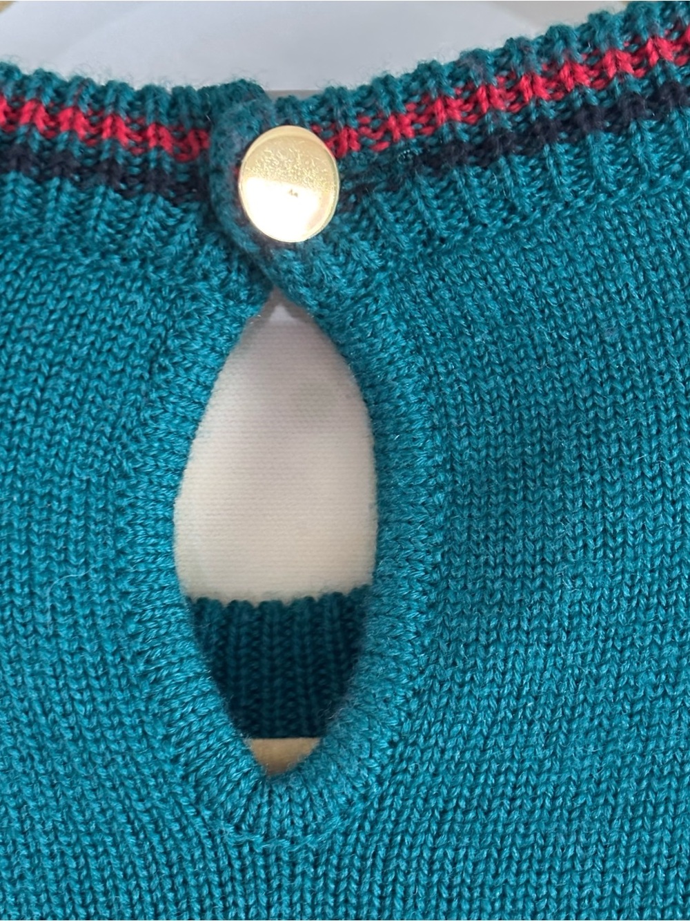 VTG Charter Club Jane Justin Toy Soldier Wool Blend Knit Sweater Green Keyhole S - Picture 13 of 16